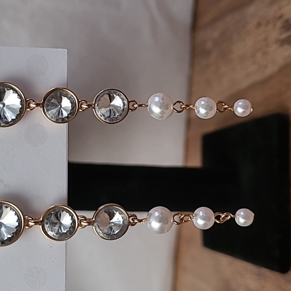 Isaac Mizrahi Faux Pearl & Rhinestone Dangle Earrings - Prom, Homecoming, Formal - Picture 4 of 11